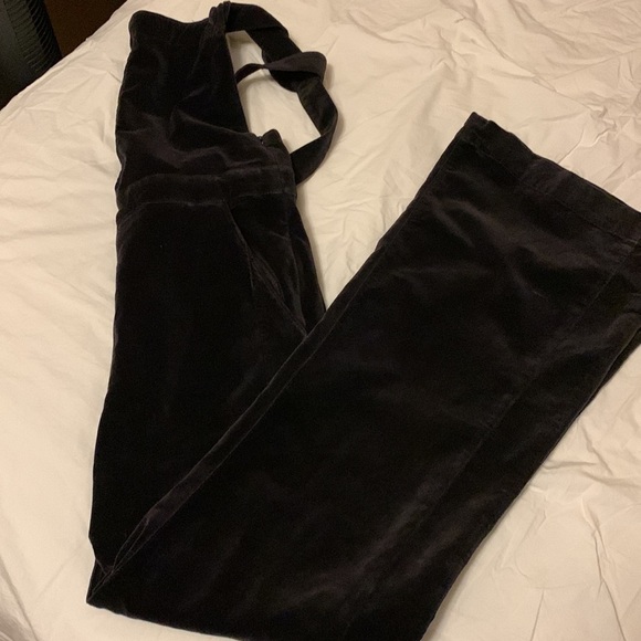 FRAME Wide Leg Brown Cotton Velour Overalls, S - Picture 7 of 8